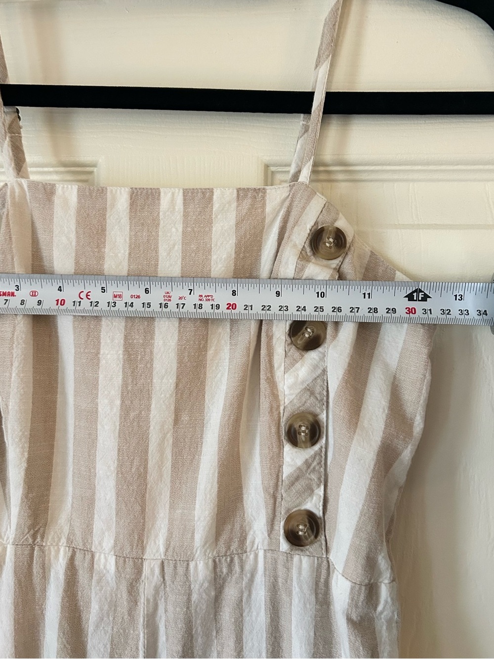 Japna Beige White Striped Linen Blend Wide Leg Jumpsuit - Size Medium - Picture 9 of 13